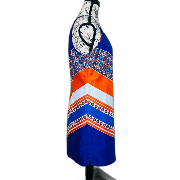 Banana Republic Mod Halter Dress Chevron Blue Orange EUC Size 6 Beach Resort - Picture 3 of 8